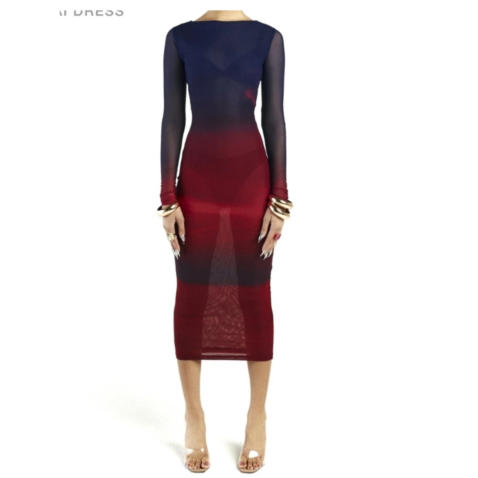 New Woods By Jordyn Kai Mesh Midi Bodycon Dress In Purple Haze - Size Xl — image 2 of 8